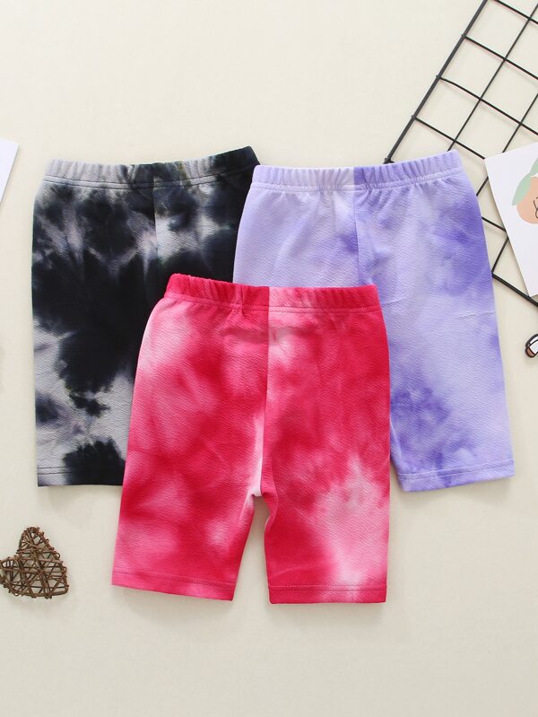 SHEIN Young Girl 3pcs Tie Dye Biker Shorts