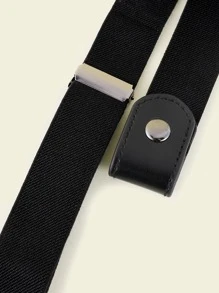 1pc Women No Buckle Elastic Casual Stretch Invisible Belt - Black - View 3