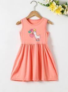 Đầm bé gái Hoạt hình Giải trí - Màu Hồng  San hô - Xem 1