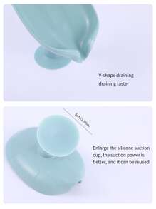 1pc Vertical Suction Cup Drain Soap Dish Holder,Creative Leaf Shaped Soap Rack For Kitchen & Bathroom - Blue - View 5