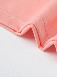 小女童1入組花卉和字母圖案荷葉邊T恤 - 珊瑚粉 - 查看 4