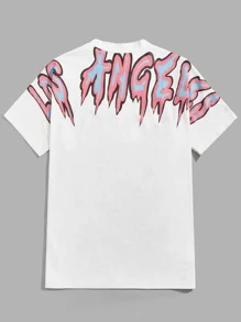 Manfinity VCAY 宽松版型男式棉质立领字母图案 T 恤 - 白色 - 查看 2