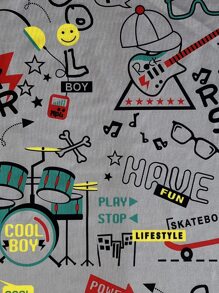 Manfinity 男士字母和樂器印花T恤 - 灰色 - 查看 3