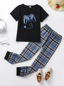 Đồ mặc nhà Trai Hoạt hình Sọc ca rô Dễ thương - Nhiều màu - Xem 1