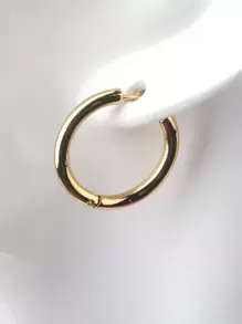 1入組極簡圓耳環,不銹鋼首飾類 - 金黃色 - 查看 2