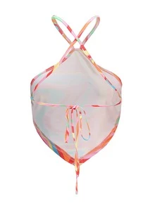 大理石圖案後背繫帶手帕吊帶上衣 - 彩色 - 查看 2