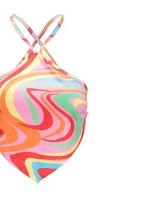 大理石圖案後背繫帶手帕吊帶上衣 - 彩色 - 查看 4