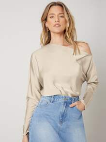 MOTF PREMIUM ASYMMETRICAL NECK REGULAR FIT TOP - Apricot - View 1