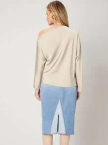 MOTF PREMIUM ASYMMETRICAL NECK REGULAR FIT TOP - Apricot - View 2