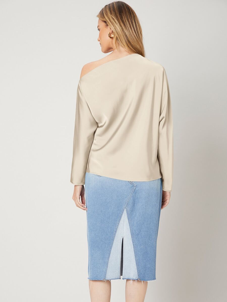 MOTF PREMIUM ASYMMETRICAL NECK REGULAR FIT TOP - Apricot - View 2