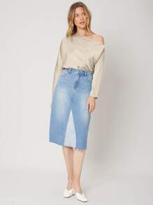 MOTF PREMIUM ASYMMETRICAL NECK REGULAR FIT TOP - Apricot - View 5