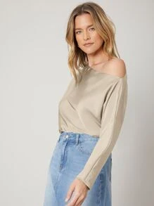 MOTF PREMIUM ASYMMETRICAL NECK REGULAR FIT TOP - Apricot - View 8
