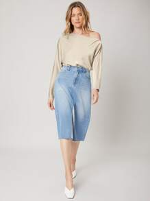 MOTF PREMIUM ASYMMETRICAL NECK REGULAR FIT TOP - Apricot - View 9