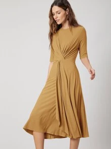 MOTF PREMIUM 竹纖維扭結連衣裙 - 駝色 - 查看 6