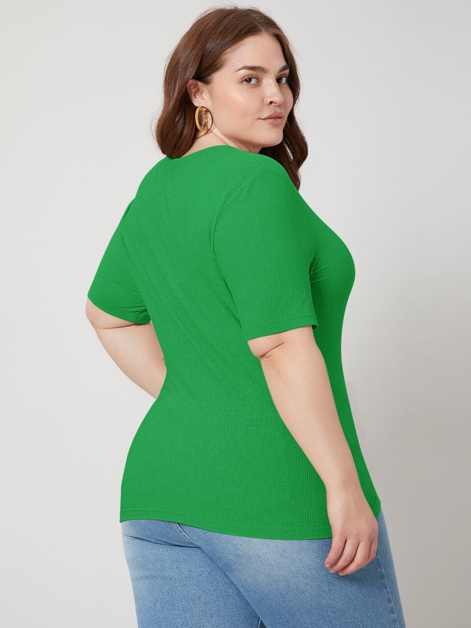PLUS SLIM RIBBED T-SHIRT