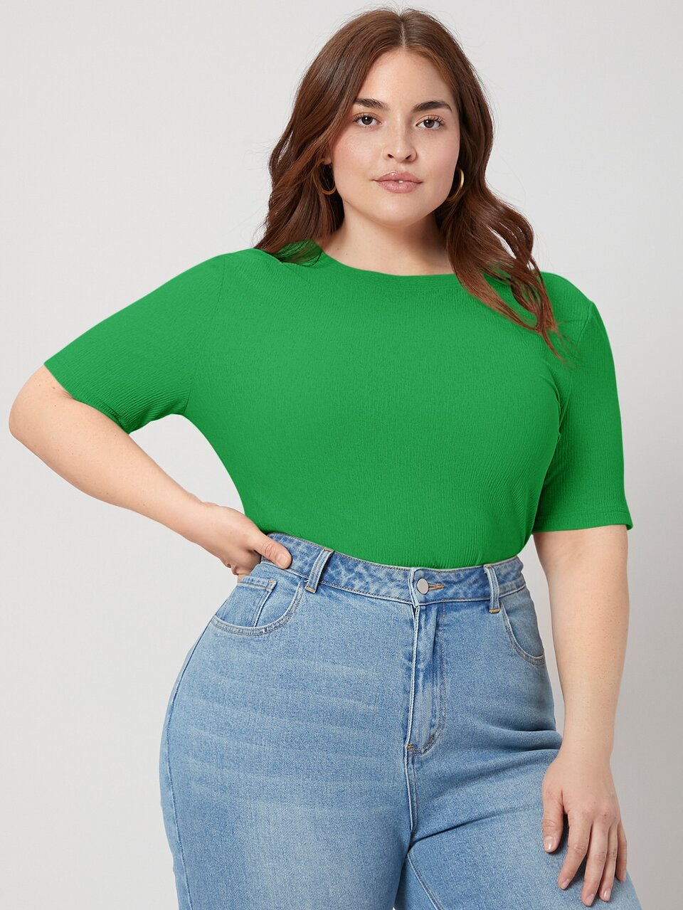 PLUS SLIM RIBBED T-SHIRT
