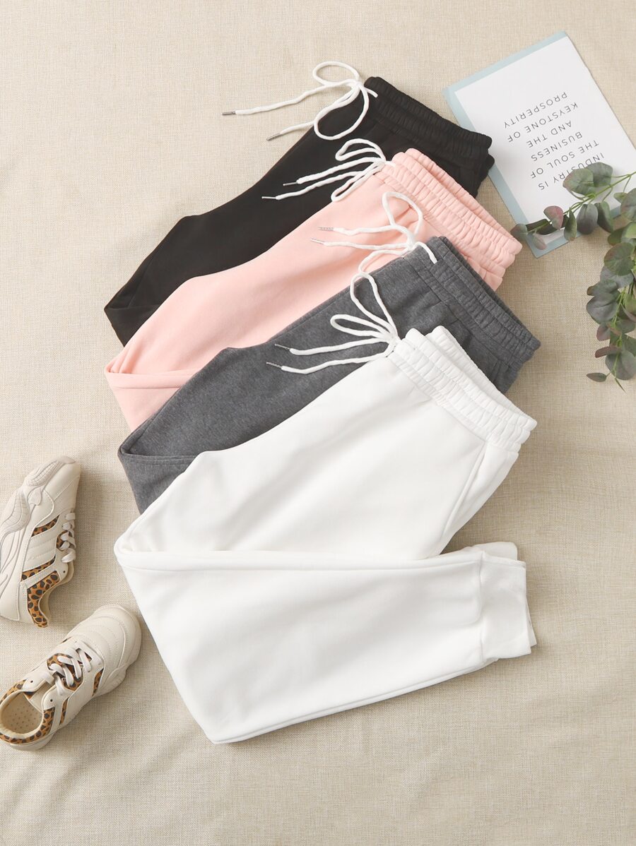 SHEIN EZwear Plus Size Quần thể thao Dây kéo màu trơn - Nhiều màu - Xem 1