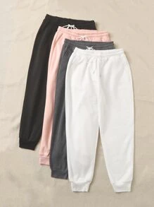 SHEIN EZwear Plus Size Quần thể thao Dây kéo màu trơn - Nhiều màu - Xem 5