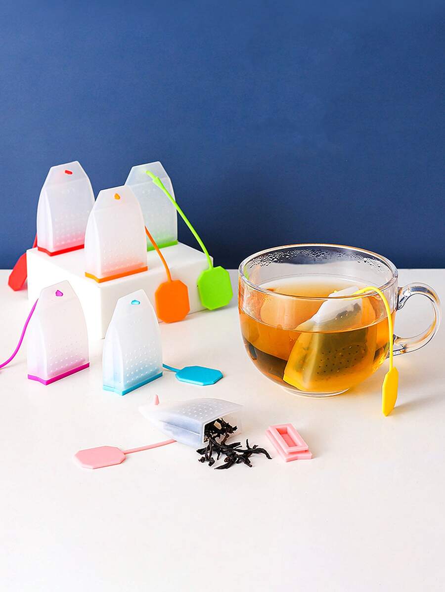 1 pieza infusor de té de silicona multifunción de color aleatorio, bolsa de filtro de té transparente, para cocina - Multicolor - Ver 1