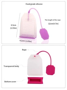1 pieza infusor de té de silicona multifunción de color aleatorio, bolsa de filtro de té transparente, para cocina - Multicolor - Ver 3