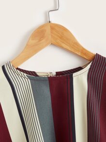 SHEIN Toddler Girls Striped Colorblock Knot Hem Top - Multicolor - View 3