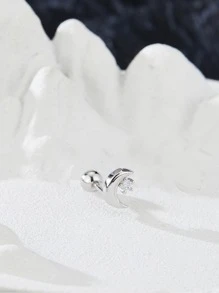 1pc Moon Decor Stud Earring - Silver - View 2