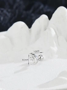 1pc Moon Decor Stud Earring - Silver - View 4