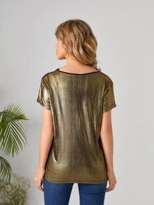 EMERY ROSE Áo thun nữ Vắt màu trơn Hấp dẫn - Vàng - Xem 2