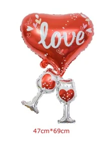 1入組鋁製氣球心形和酒杯形氣球情人節禮物為愛乾杯 - 彩色 - 查看 3