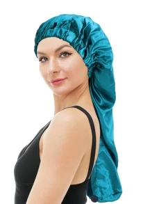 緞面髮帽 - 水鴨藍 - 查看 3