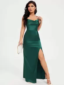 SHEIN SXY Prom Dress;Wedding Guest Dress Women / Bridal Shower Dress White Crisscross Tied Backless Split Thigh Dress,Tea Party Dress,Summer Dresses For Women