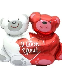 9入組情人節熊形狀氣球套裝 - 彩色 - 查看 2