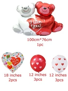 9入組情人節熊形狀氣球套裝 - 彩色 - 查看 3
