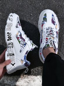 男士字母圖案老爹鞋 - 白色 - 查看 2