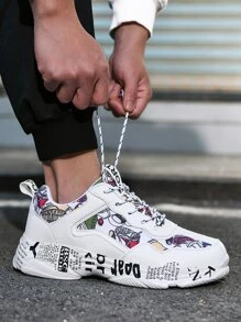 男士字母圖案老爹鞋 - 白色 - 查看 3