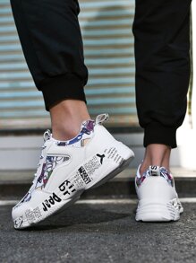 男士字母圖案老爹鞋 - 白色 - 查看 4