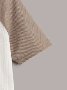 SHEIN Teen Girls Colourblock Raglan Sleeve Sun Print Tee - White - View 3