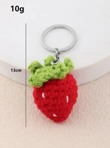 1 móc khóa dâu tây đan, móc khóa trái cây, mặt dây chuyền túi xách, mặt dây chuyền ô tô, đồ trang trí ba lô, phụ kiện ô tô quà tặng, phụ kiện túi xách phong cách Goth Y2k dễ thương, dây đeo có ngăn đựng thẻ ID, phụ kiện ô tô, mặt dây chuyền túi xách - Đỏ - Xem 4