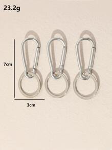 3 pièces Porte-clés simple sans clé - Argent - Voir 4
