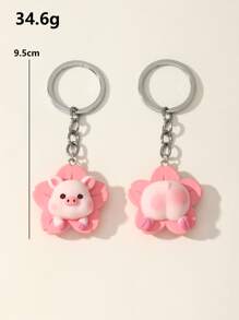 2 chiếc Móc khóa Hoạt hình Động vật Quyến rũ - Hồng - Xem 3