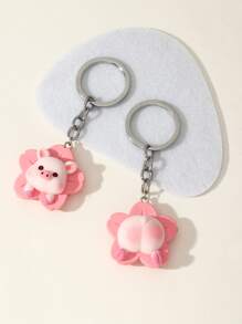 2 chiếc Móc khóa Hoạt hình Động vật Quyến rũ - Hồng - Xem 4