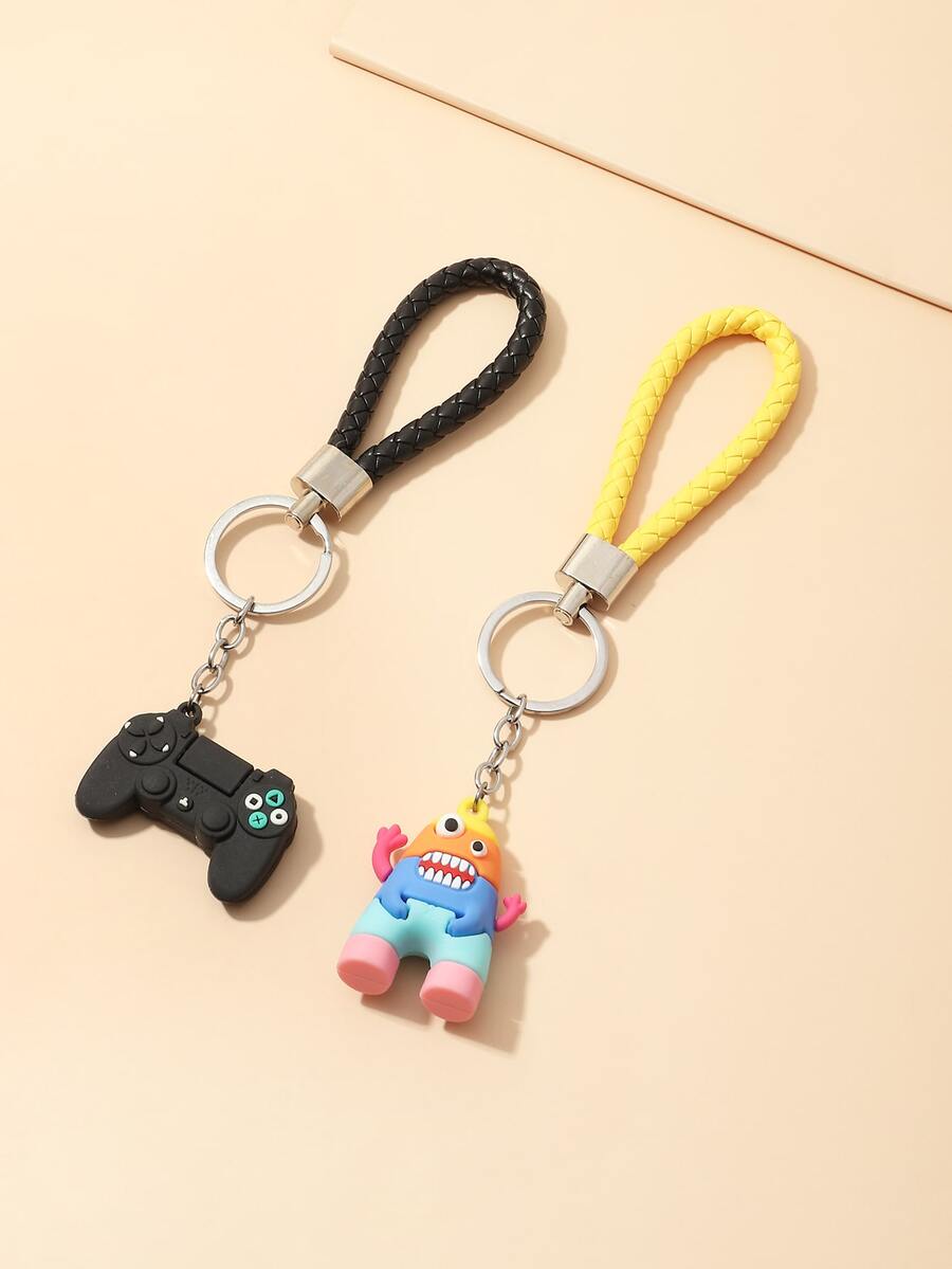 2pcs Cartoon Pendant Keychain - Multicolor - View 1