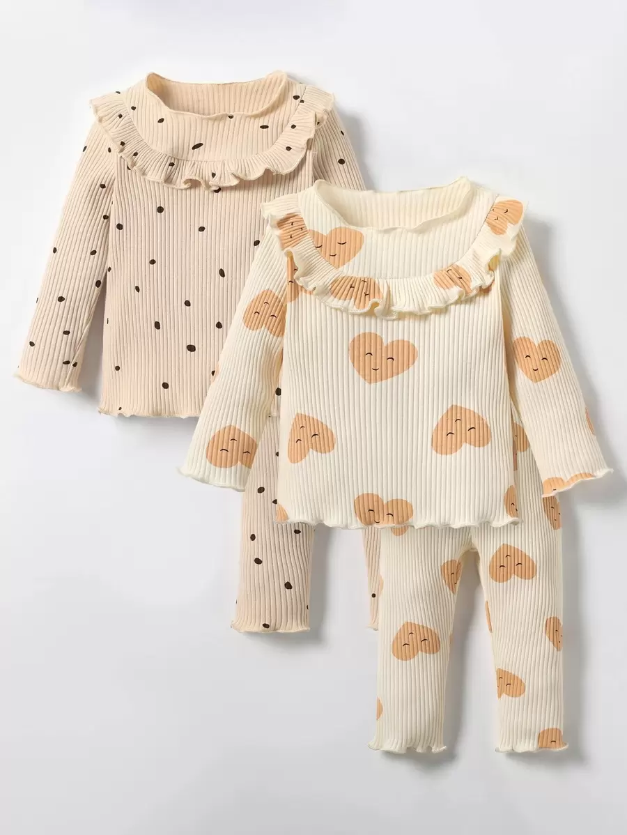 Niña Bebé Camiseta Con Ribetes Con Volante Y Pantalones En 2 Piezas - Multicolor - Ver 1