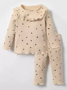 Niña Bebé Camiseta Con Ribetes Con Volante Y Pantalones En 2 Piezas - Multicolor - Ver 3