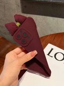 蝴蝶結裝飾手機外殼 - 酒紅色 - 查看 2