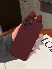 蝴蝶結裝飾手機外殼 - 酒紅色 - 查看 3