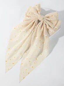 Flower Print Bow Decor Hair Clip Cute - Multicolor - View 2
