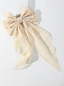 Flower Print Bow Decor Hair Clip Cute - Multicolor - View 3