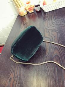 Drawstring Bucket Chain Bag - Green - View 2