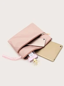 字母印花行李袋帶手拿包3件套書包套裝適合畢業生、青少年女孩、新生、大二、初中和高中學生、大學和高中，非常適合戶外、旅行和返校 - 粉色 - 查看 4